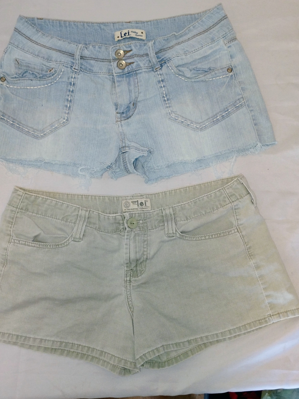 VTG Y2K l.e.i. Shorts Bundle • Frayed Denim & Khaki Corduroy • Size 9 Reg